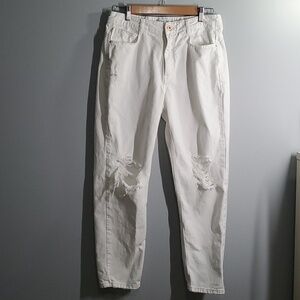 Zara jeans women's size 6 white ripped holes distressed destroyed